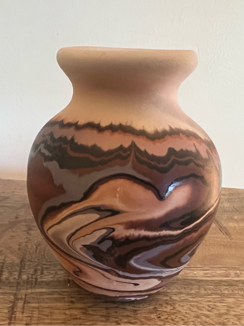 Nemadji Pottery swirl pottery Indian river vase